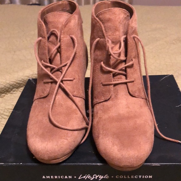 Tan Wedge Booties - Picture 4 of 7